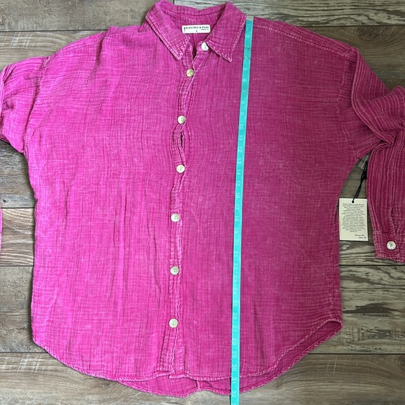 NWT Electric & Rose Farrah Oversized Gauze Shirt Pink Large - Picture 8 of 10